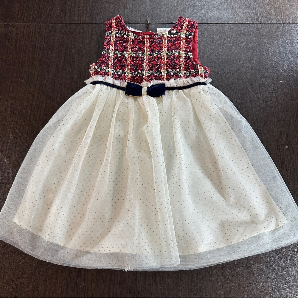 Blueberi Boulevard Plaid and Polka Dot Red and White Formal Kids Dress Sz 5